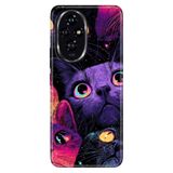 Cekuonline Honor 200 ile Uyumlu Kılıf, Cat Portre Temalı Desenli, Darbe Emici Silikon, Çok Renkli