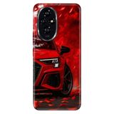 Cekuonline Honor 200 ile Uyumlu Kılıf, Kırmızı Araba Temalı Desenli, Darbe Emici Silikon