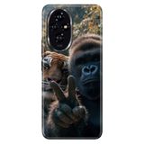 Cekuonline Honor 200 Pro ile Uyumlu Kılıf, Goril ve Kaplan Temalı Desenli, Darbe Emici Silikon