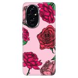 Cekuonline Honor 200 Pro ile Uyumlu Kılıf, Red Rose Temalı Desenli, Darbe Emici Silikon