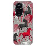 Cekuonline Honor 200 Pro ile Uyumlu Kılıf, Running Horses Temalı Desenli, Darbe Emici Silikon