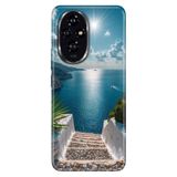 Cekuonline Honor 200 Pro ile Uyumlu Kılıf, Santorini Temalı Desenli, Darbe Emici Silikon