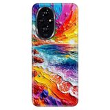 Cekuonline Honor 200 Pro ile Uyumlu Kılıf, Suluboya Sahil Temalı Desenli, Darbe Emici Silikon