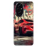 Cekuonline Honor 200 Pro ile Uyumlu Silikon Kılıf, Grafiti ve Araba Temalı Desenli, Darbe Emici