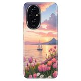 Cekuonline Honor 200 Pro ile Uyumlu Yelkenli Temalı Desenli Darbe Emici Silikon Kılıf, Çok Renkli