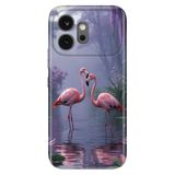Cekuonline Honor 600 5G ile Uyumlu Kılıf, Flamingo Aşk Temalı Desenli, Darbe Emici Silikon