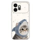 Cekuonline Honor 600 5G ile Uyumlu Silikon Kılıf, Fish Cat Temalı Desenli, Darbe Emici, Çok Renkli