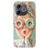 Cekuonline Honor 600 Lite ile Uyumlu GirlDonut Temalı Desenli Darbe Emici Silikon Kılıf, Çok Renkli