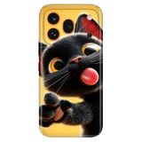 Cekuonline Honor 600 Pro 5G ile Uyumlu Kılıf, Fırlama Kedi Temalı Desenli, Darbe Emici Silikon
