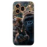 Cekuonline Honor 600 Pro 5G ile Uyumlu Kılıf, Goril ve Kaplan Temalı Desenli, Darbe Emici Silikon
