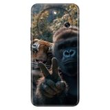 Cekuonline Honor Magic 8 Lite ile Uyumlu Kılıf, Goril ve Kaplan Temalı Desenli, Darbe Emici Silikon