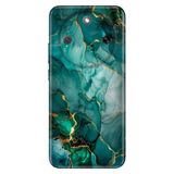 Cekuonline Honor Magic 8 Lite ile Uyumlu Kılıf, Green Marbles Temalı Desenli, Darbe Emici Silikon