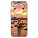 Cekuonline Honor Magic 8 Lite ile Uyumlu Kılıf, Kız Kulesi 34 Temalı Desenli, Darbe Emici Silikon