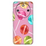 Cekuonline Honor Magic 8 Lite ile Uyumlu Lollipo Temalı Desenli Darbe Emici Silikon Kılıf, Çok Renkli