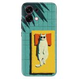 Cekuonline Oppo A6 Pro 4G/5G ile Uyumlu Kılıf, Sleep Cat Temalı Desenli, Darbe Emici Silikon