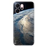 Cekuonline Oppo Reno 14F (CPH2743) ile Uyumlu Yer Küre Temalı Desenli Darbe Emici Silikon Kılıf, Çok Renkli