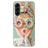 Cekuonline Samsung Galaxy A15 ile Uyumlu Kılıf, Donut Güzeli Temalı Desenli, Darbe Emici Silikon