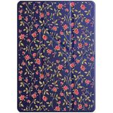 cekuonline Samsung Galaxy Tab S6 Lite P610 P620 ile Uyumlu Kılıf, Uyku Modlu, Kalem Bölmeli, Tri Folding, Lacivert, Rose Desenli