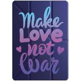 cekuonline Samsung Galaxy Tab S6 Lite P610 P620 ile Uyumlu Kılıf, Uyku Modlu, Kalem Bölmeli, Tri Folding, Make Love Not War, Lacivert