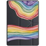 cekuonline Samsung Galaxy Tab S6 Lite P610 P620 ile Uyumlu Kılıf, Uyku Modlu, Kalem Bölmeli, Tri Folding, Rainbow, Siyah