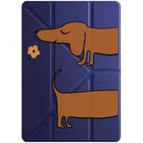 cekuonline Samsung Galaxy Tab S6 Lite P610 P620 ile Uyumlu Kılıf, Uyku Modlu, Kalem Bölmeli, Tri Folding, Sosis Köpek Desenli, Lacivert