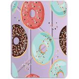 cekuonline Samsung Galaxy Tab S7+ ile Uyumlu Donut Desenli Uyku Modlu Kalem Bölmeli Tri Folding Tablet Kılıfı, Lila