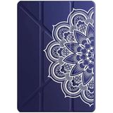cekuonline Samsung Galaxy Tab S9 FE+ Plus 12.4 ile Uyumlu Kılıf, Kalem Bölmeli, Tri Folding, Luxo Mandala, Lacivert