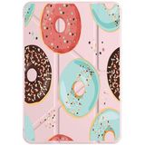 cekuonline Samsung Galaxy Tab S9 FE+ Plus 12.4 ile Uyumlu Kılıf, Uyku Modlu, Kalem Bölmeli, Tri Folding, Donut Desenli, Pudra Pembe