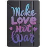 cekuonline Xiaomi Mi Pad 5 11.0" ile Uyumlu Tablet Kılıfı, Kalem Bölmeli, Uyku Modlu, Üç Katlı, Make Love Not War, Siyah