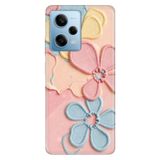 Cekuonline Xiaomi Redmi Note 12 Pro 5G ile Uyumlu Kılıf, Dikiş Çiçekler Temalı Desenli, Darbe Emici Silikon