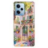 Cekuonline Xiaomi Redmi Note 12 Pro 5G ile Uyumlu Kılıf, Fransız Balkon Temalı Desenli, Darbe Emici Silikon, Çok Renkli