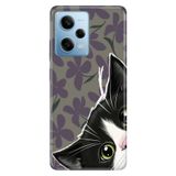 Cekuonline Xiaomi Redmi Note 12 Pro 5G ile Uyumlu Kılıf, Home Cat Temalı Desenli, Darbe Emici Silikon