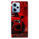 Cekuonline Xiaomi Redmi Note 12 Pro 5G ile Uyumlu Kılıf, Kırmızı Araba Temalı Desenli, Darbe Emici Silikon