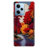 Cekuonline Xiaomi Redmi Note 12 Pro 5G ile Uyumlu Kılıf, Kolaj Orman Temalı Desenli, Darbe Emici Silikon