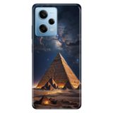 Cekuonline Xiaomi Redmi Note 12 Pro 5G ile Uyumlu Kılıf, Piramitler Temalı Desenli, Darbe Emici Silikon