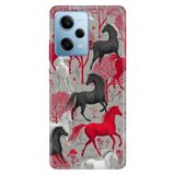 Cekuonline Xiaomi Redmi Note 12 Pro 5G ile Uyumlu Kılıf, Running Horses Temalı Desenli, Darbe Emici Silikon