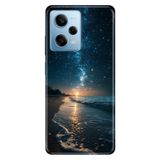 Cekuonline Xiaomi Redmi Note 12 Pro 5G ile Uyumlu Kılıf, Sahilde Gece Temalı Desenli, Darbe Emici Silikon