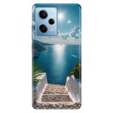 Cekuonline Xiaomi Redmi Note 12 Pro 5G ile Uyumlu Kılıf, Santorini Temalı Desenli, Darbe Emici Silikon
