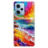 Cekuonline Xiaomi Redmi Note 12 Pro 5G ile Uyumlu Kılıf, Suluboya Sahil Temalı Desenli, Darbe Emici Silikon
