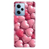 Cekuonline Xiaomi Redmi Note 12 Pro 5G ile Uyumlu Kılıf, Yansıyan Kalpler Temalı Desenli, Darbe Emici Silikon