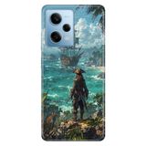 Cekuonline Xiaomi Redmi Note 12 Pro 5G ile Uyumlu Korsan Temalı Desenli Darbe Emici Silikon Kılıf, Çok Renkli