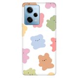 Cekuonline Xiaomi Redmi Note 12 Pro 5G ile Uyumlu Şişko Ayı Temalı Desenli Darbe Emici Silikon Kılıf, Çok Renkli