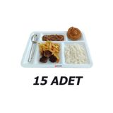 Çelebi Endüstriyel Mutfak 15'li Sert Plastik Tabldot Yemek Tabağı - 4 Çeşit Yemeğe Uygun
