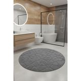 ÇELEBİ HOME TEKSTİL Gri Pamuk Banyo Paspası Makinede Yıkanabilir Kaymaz Taban Su Emici Yuvarlak Banyo Paspası