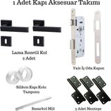 Çelebi Kare Rozetli Lama Iç Oda Kapı Kolu Takımı (Kilit + Menteşe Dahil)