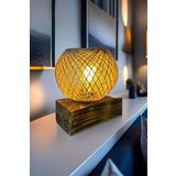 Celestia Ahşap Kaide Masa Lambası, Minimalist Gece Lambası, Endüstriyel Tasarım, Dekoratif Abajur Aydınlatma