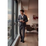Celiato Erkek Antrasit Poliviskon Kumaşlı Ceket+Pantolon+Yelekli Slim Fit Takim Elbise Antrasit 50/6