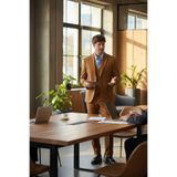 Celiato Erkek Camel Poliviskon Kumaşlı Ceket+Pantolon+Yelekli Slim Fit Takim Elbise Camel 52/6