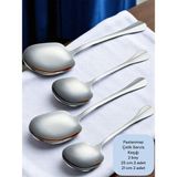 Çelik 25 cm 2 Adet 21 cm 2 Adet Büyük Küçük Boy Servis Kaşığı / Sunum Kaşığı - Gümüş