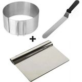 Çelik 3'lü Pasta Sıvama Spatulası, Ayarlanabilir Hamur Kazıyıcı Set - Seçenek 1 - Antrasit